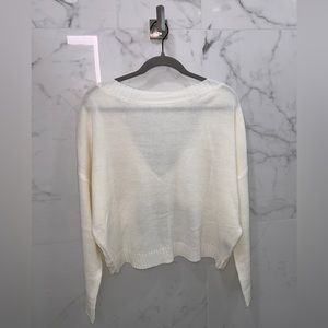 Cut out back drop shoulder sweater